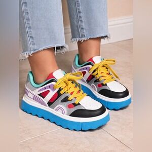 Forever Link Women's Multicolored Chunky Platform Sneakers Size 8 New